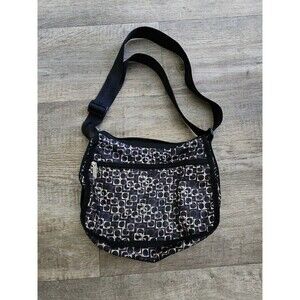 LESPORTSAC Crossbody Handbag Women Small Black White Purse Shoulder Bag *EUC*